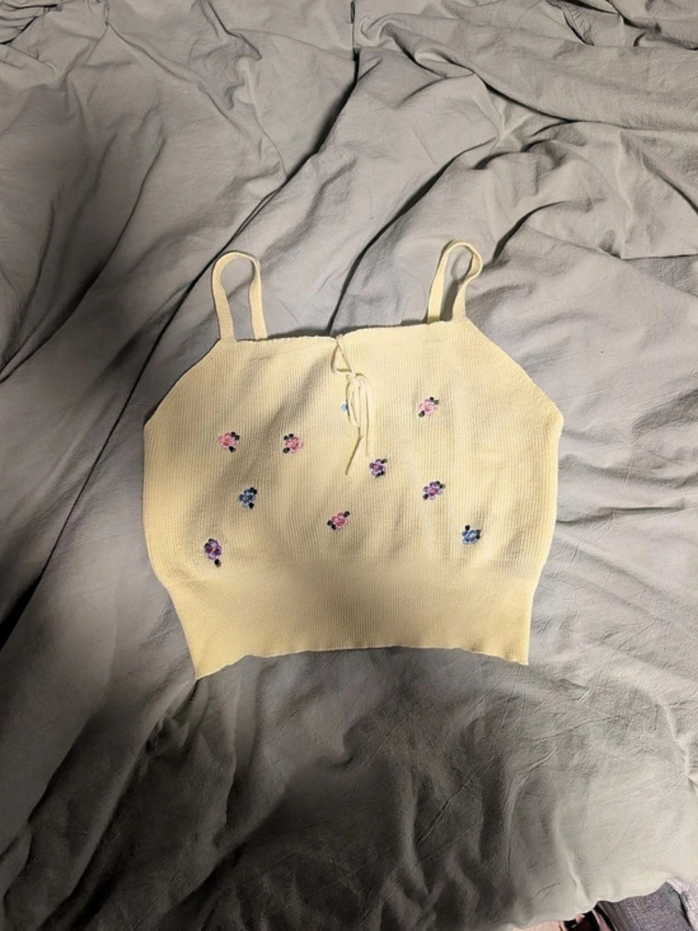 Floral Knit Camisole in Yellow Like New